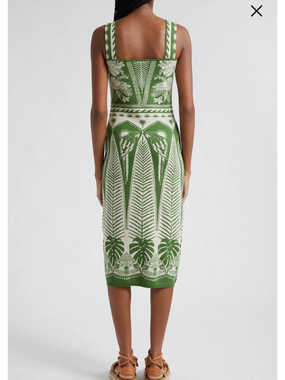 FARM Rio Green and Cream Botanical Knit Midi Dress - NWT - Picture 4 of 6